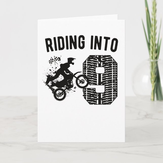 9th Birthday Gift Dirt Bike 9 Years Old Motocross Card (Front)