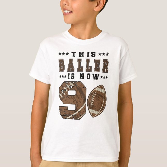 9th Birthday Gift Football Player 9 Year Old Boy T-Shirt (Front)