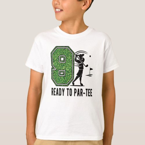 9th Birthday Gift Golf Player 9 Year Old Boy T_Shirt