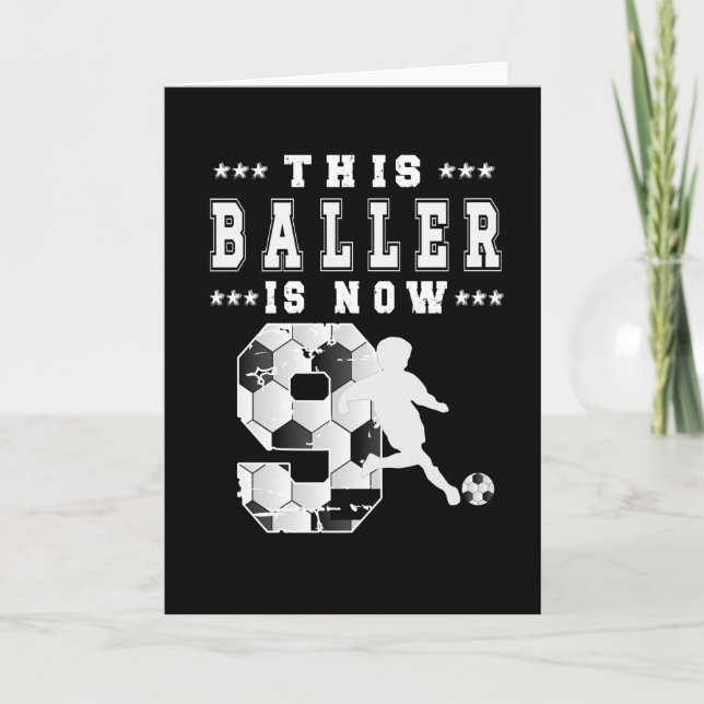 9th Birthday Gift Soccer Player 9 Year Old Boy Card (Front)