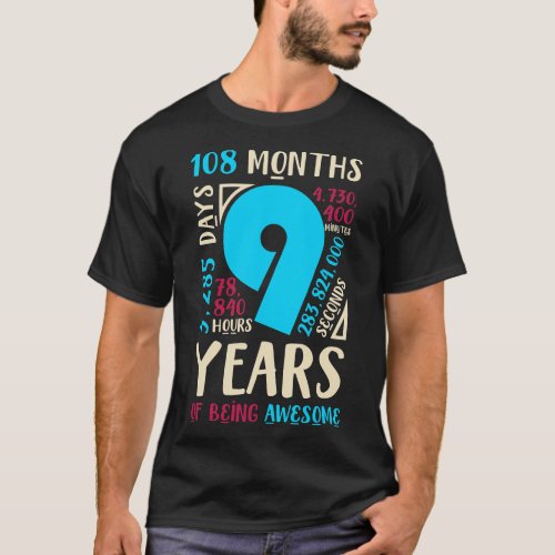 9th Birthday Gifts Son Daughter Nine 9 Year Old Bo T_Shirt