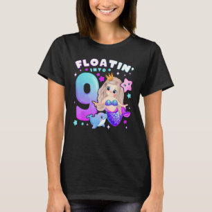 9th Birthday Girl 9 Years, Mermaid, Number 9 T-Shirt