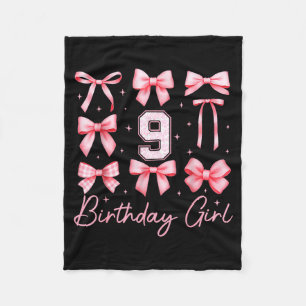 9th Birthday Girl Coquette Bow Nk Floral Toile 9 Y Fleece Blanket