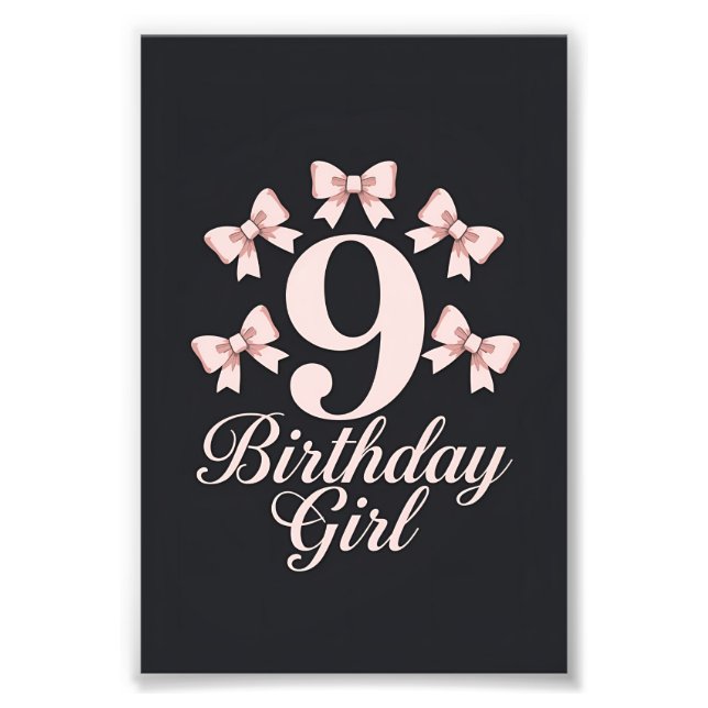 9th Birthday Girl Photo Print (Front)