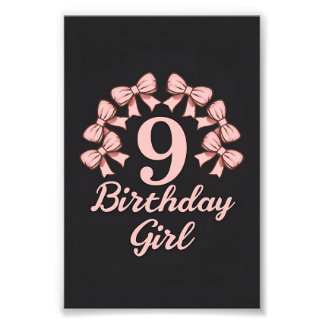9th Birthday Girl Photo Print
