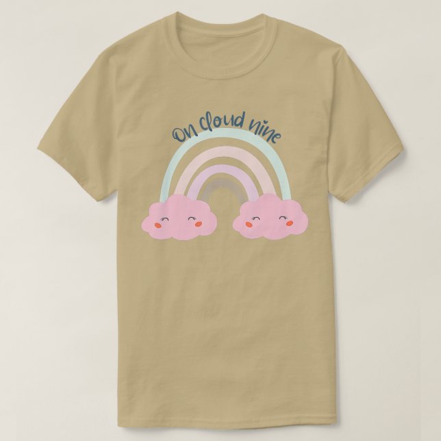 9th Birthday Girl Rainbow On Cloud Nine  T-Shirt (Design Front)