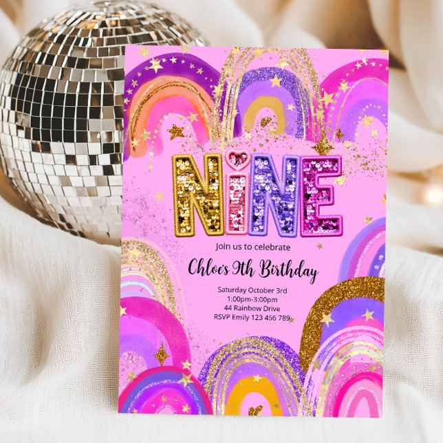 9th Birthday Girls Party Invitation (Creator Uploaded)