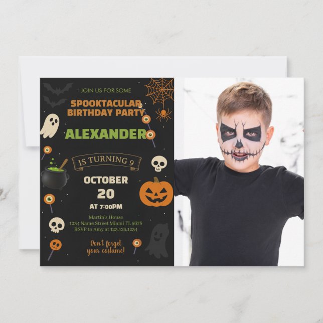 9th Birthday Halloween Invitation | Spooky Boo-Day (Front)