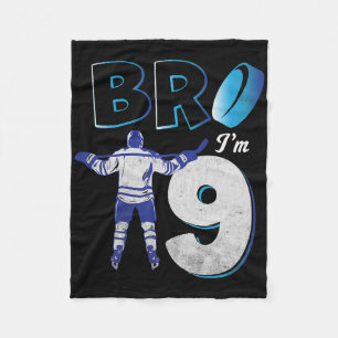 9th Birthday Ice Hockey Boy 9 Year Old Hockey Play Fleece Blanket
