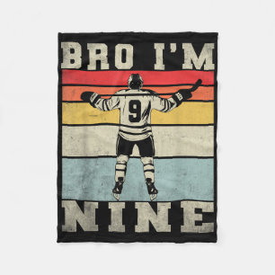9th Birthday Ice Hockey Boy 9 Year Old Hockey Play Fleece Blanket