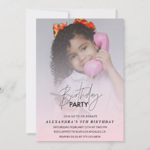 9th birthday invitation Birthday Party Photo pink