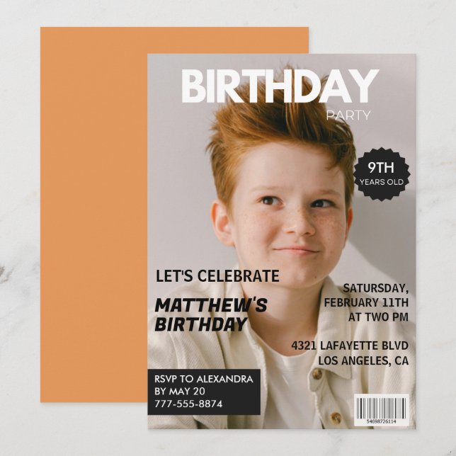 9th birthday invitations for him Magazine Cover (Front/Back)