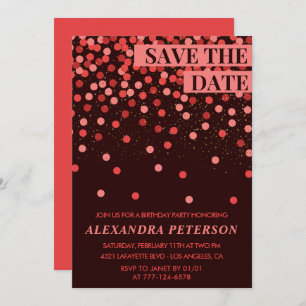 9th birthday invitations Save the date Confetti