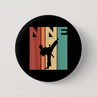 9th Birthday Karate Taekwondo Theme 9 Year Old Button