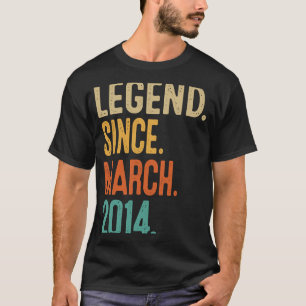 9th Birthday  Legend Since March 2014  9 Year Old T-Shirt