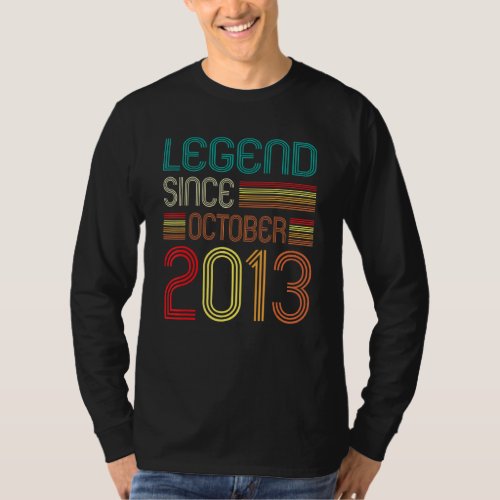 9th Birthday Legend Since October 2013 Retro 9 Yea T_Shirt