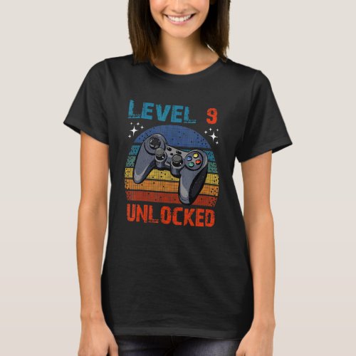 9th Birthday  Level 9 Unlockd Video Games Gaming T_Shirt