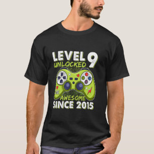 9th Birthday Level 9 Unlocked Awesome Since 2015 G T-Shirt