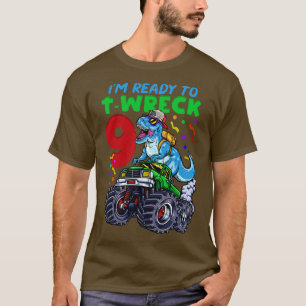 9th Birthday Monster Truck T Rex T-Shirt