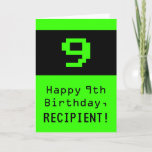 [ Thumbnail: 9th Birthday: Nerdy / Geeky Style "9" and Name Card ]