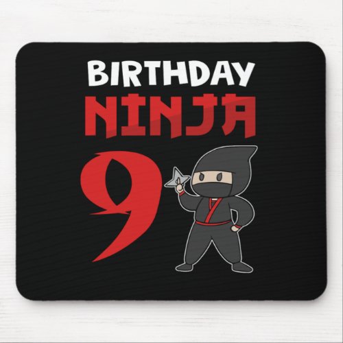 9th Birthday Ninja 9 Years Ninja Costume Gift Mouse Pad