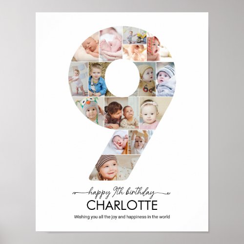 9th Birthday Number 9 Photo Collage Custom Picture