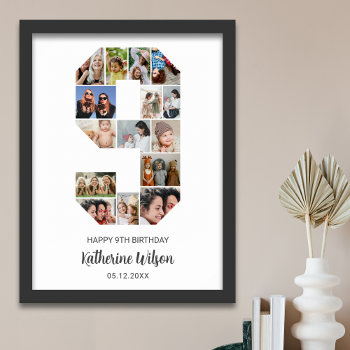 9th Birthday Number 9 Photo Collage Custom Picture Poster by raindwops at Zazzle