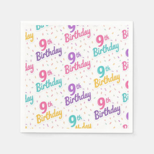 9th Birthday Paper Napkins, 9th Birthday Party Napkins