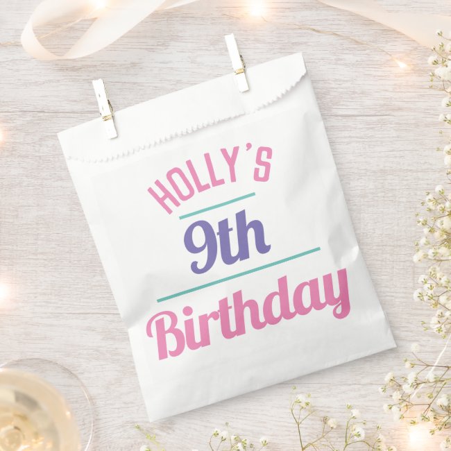 9th Birthday Party Candy Bag