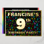 [ Thumbnail: 9th Birthday Party — Fun, Colorful Music Symbols Invitation ]