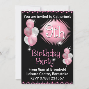 9th Birthday Party Invitation