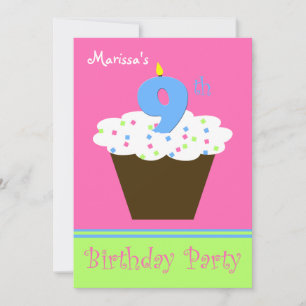9th Birthday Party Invitation 9 Candle