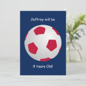 9th Birthday Party Invitation Soccer Ball (Standing Front)