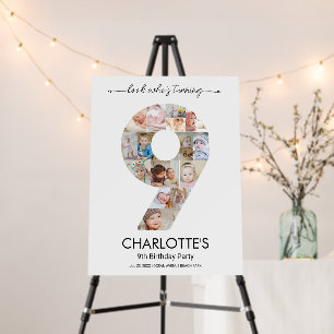 9th Birthday Party Number 9 Custom Photo Collage Foam Board