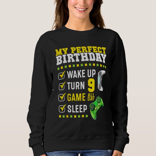 9th Birthday Party Perfect For Gamer 9 Years Old B Sweatshirt (Front)