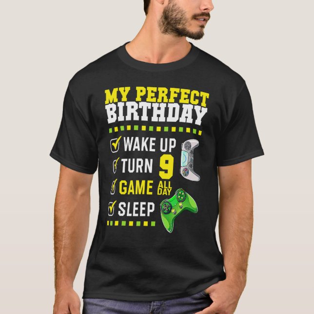 9th Birthday Party Perfect For Gamer 9 Years Old B T-Shirt (Front)