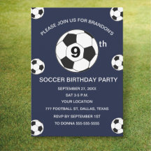 9th Birthday Party Soccer Blue Boys Sports