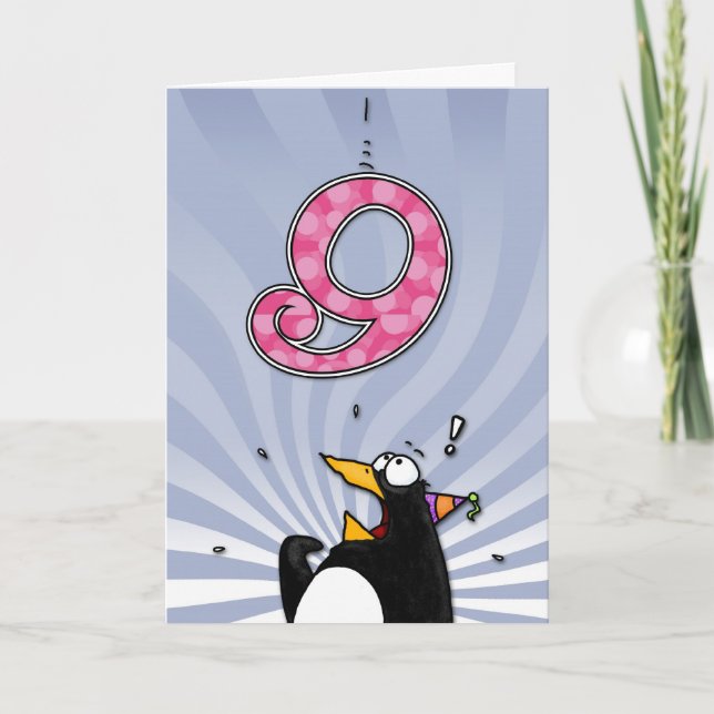 9th Birthday - Penguin Surprise Card (Front)