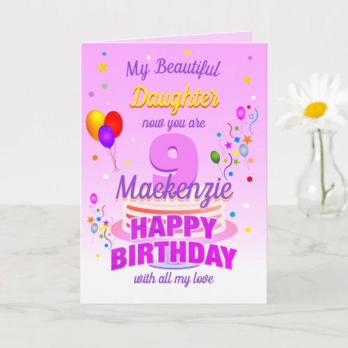 9th Birthday PINK  Card