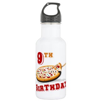 9th Birthday Pizza Party 18oz Water Bottle