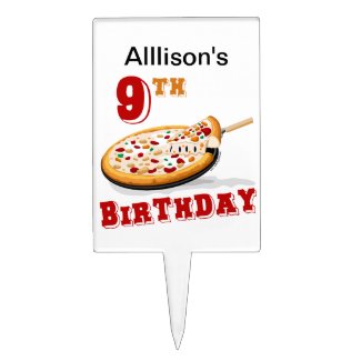 9th Birthday Pizza Party Cake Picks