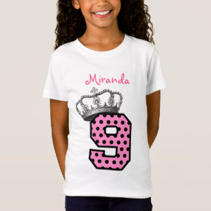 9th Birthday Princess Crown and Hearts V04 T-Shirt