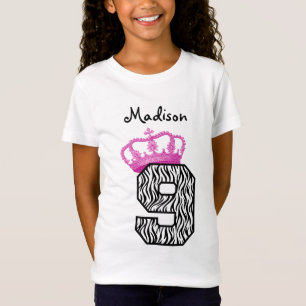 9th Birthday Princess Crown and Zebra V01 T-Shirt