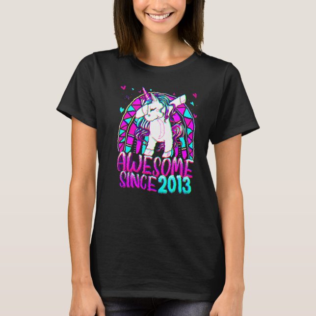 9th Birthday Rainbow 9 Year Old Dabbing Unicorn Gi T-Shirt (Front)