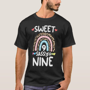 9th Birthday Rainbow Leopard Sweet Sassy & Nine Ye T-Shirt