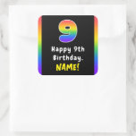 [ Thumbnail: 9th Birthday: Rainbow Spectrum # 9, Custom Name Sticker ]
