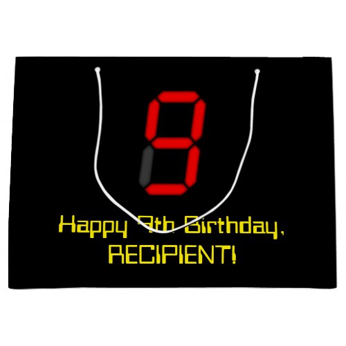9th Birthday Red Digital Clock Style 9  Name Large Gift Bag
