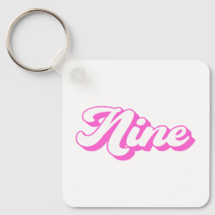 9th Birthday Retro Girl Keychain