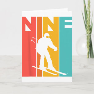 9th Birthday Retro Skiing 9 Year Old Boys Birthday Card