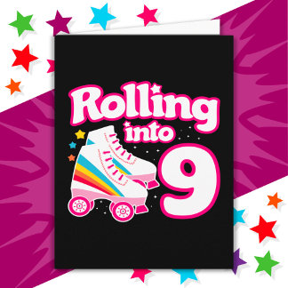 9th Birthday Roller Skating 9 Years Old Skate Card